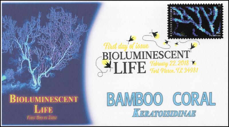 18-067, 2018, Bioluminescent Life, DCP, Bamboo Coral, First Day Cover