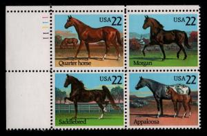 ALLY'S STAMPS US Plate Block Scott #2155-8 22c Horses [4] MNH F/VF [STK] 