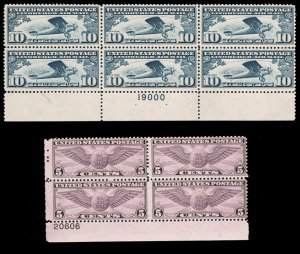 US C10//C21 MNH Plate Blocks CV$547.50