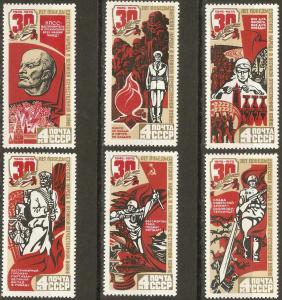 Russia 4315-21 Mi 4347-52 Blk 102 VF 1975 SCV $6.50