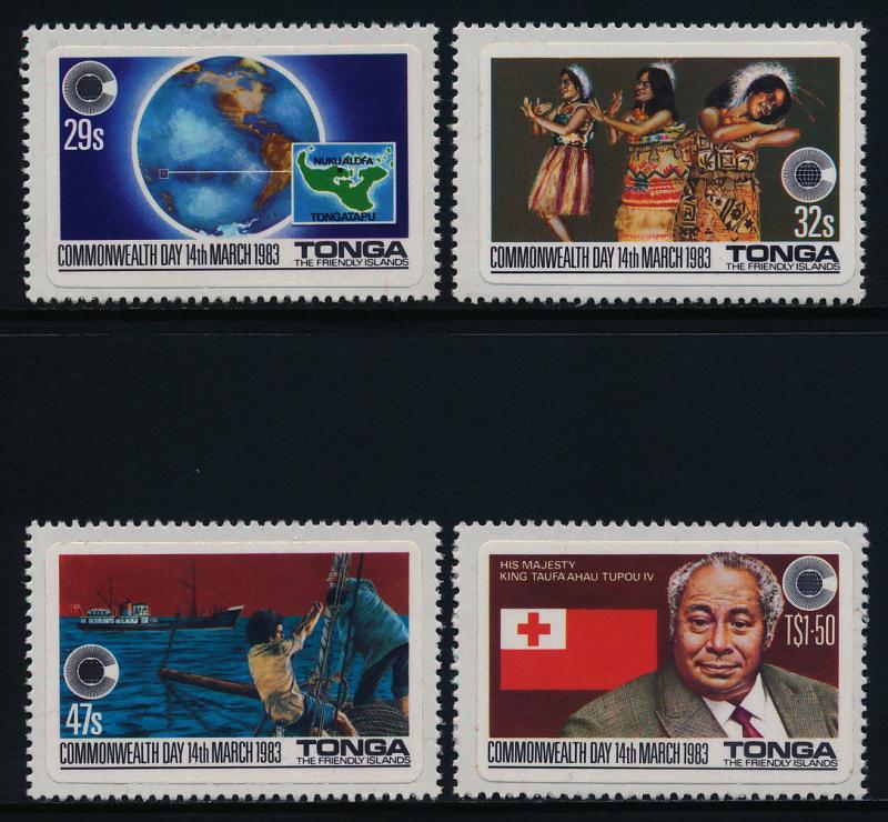 Tonga 537-40 MNH Commonmwealth Day, Map, Dancers, Flag, King Taufa'ahua IV