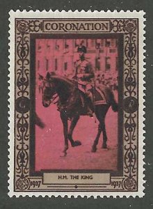 Great Britain: H.M. The King, 1937 King George VI Coronation, Poster Stamp