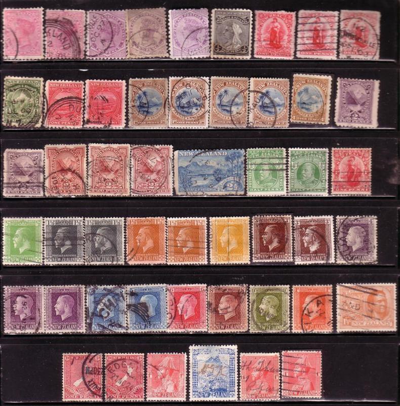 New Zeland-1882-1926,Lot of 50 early classics,(U),Cat.$62.05