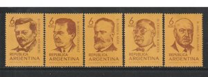 1969 Argentina - Sc 897-901 - MH VF - 5 single - Portraits