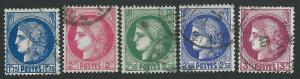France  Scott 335-340  Used  Short set 