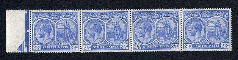 St Kitts SG28 2 1/2d U/M strip of 4 Cat 32 pounds 