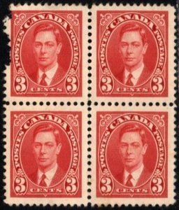 1937 Canada Scott #- 233 3 Cents King George VI Block/4 Unused