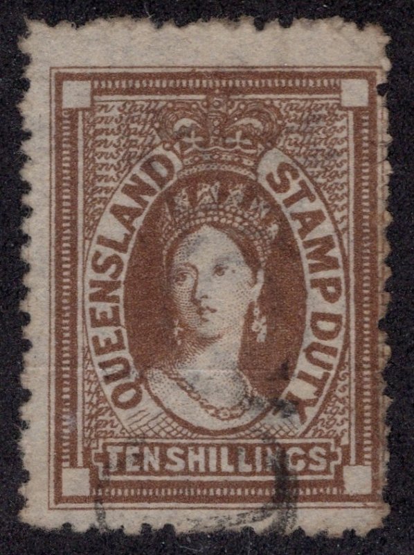 Queensland #AR31 Ten Shillings Revenue *Minor Fault* ~jm-0195