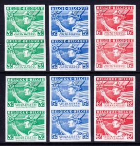 BELGIUM — SCOTT Q291-Q296 — 1945-46 MERCURY SETS— MNH IMPERFORATE PAIRS