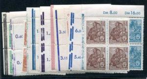 Germany: East (DDR) 187-204 (redrawn) MNH Blks4, many corners