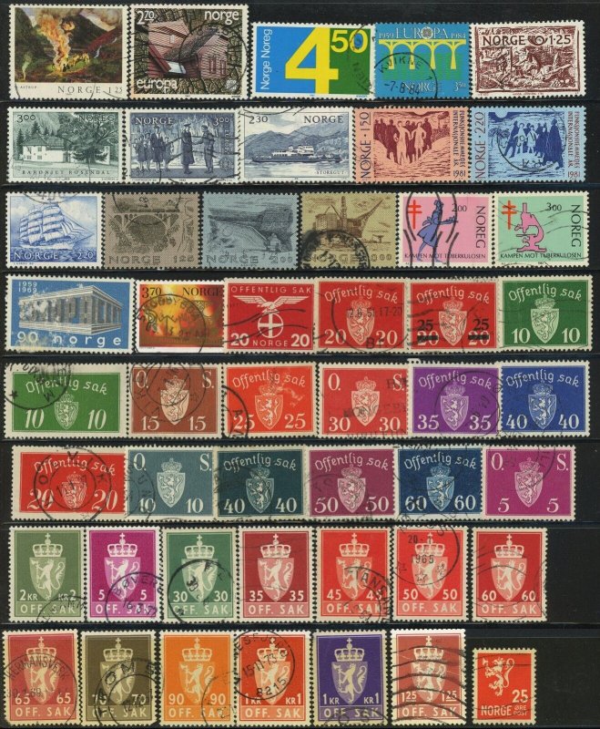 500+ Norway Postage Used Stamp Collection 1883-1982 Europe NORGE