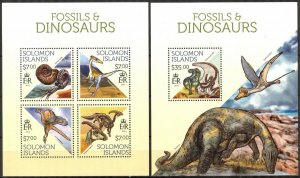 Solomon Islands 2013 Dinosaurs sheet +S/S MNH