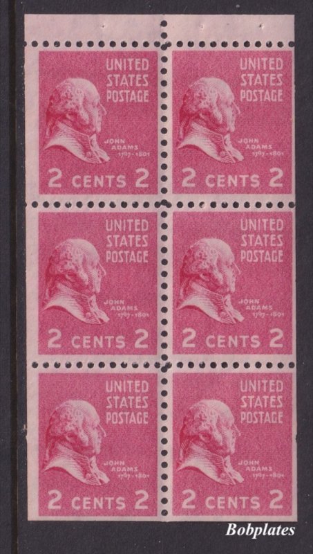 BOBPLATES #806b Adams Booklet Pane F-VF NH SCV=$5.5