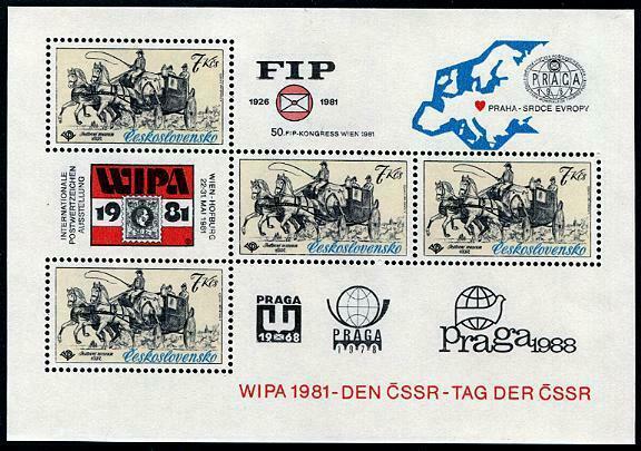 HERRICKSTAMP CZECHOSLOVAKIA Sc.# 2347A Carriage Souvenir Sheet MI BL 44 €30