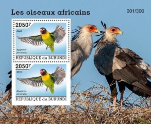 Burundi - 2022 African Bird, Lovebird - 2 Stamp Souvenir Sheet - BUR2201079b