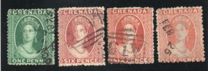 Grenada - Select Group (4) Issue of 1863 w/ variations     -     Lot 07210988