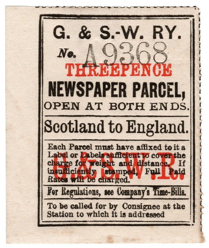 (I.B) Glasgow & South Western Railway : Newspaper Parcel 3d