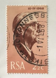 South Africa 1968 Scott 345 used - 2.½p, Profile of President Fouche