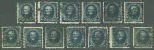 US Scott #259, Used Lot x13, Several Faulty, Others Minor Flaws, SCV $845.00 (YG