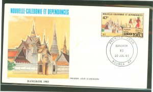 New Caledonia C189 1983 47f Bangkok '83 Expo (single) on an unaddressed cacheted first day cover