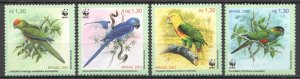 K0369 2001 Brazil Wwf Parrots Brazilian Birds Fauna #3150-3 Set Mnh