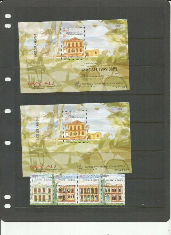 MACAO 1999 SCOTT 999 AND 1000 AND 1000A MNH GOLD OVP