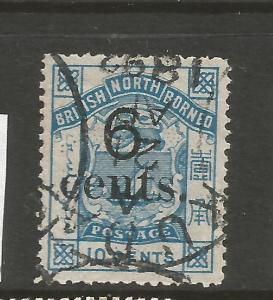 NORTH BORNEO  1891-92  6c on 10c   ARMS  FU   SG 56