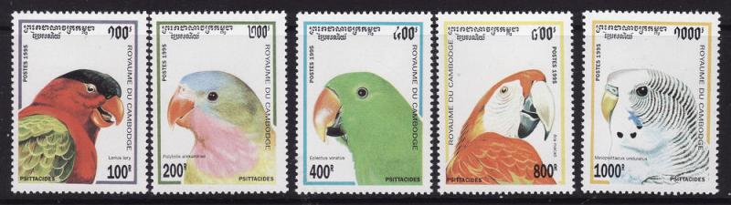 Cambodia #1437-41 F-VF Mint NH ** Parrots