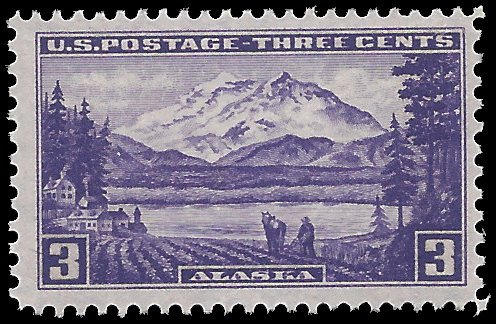 #800 3c Alaska Mt McKinley 1937 Mint NH