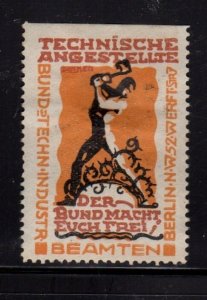 German Advertising Stamp- Technical Workers & Officials Union Stamp