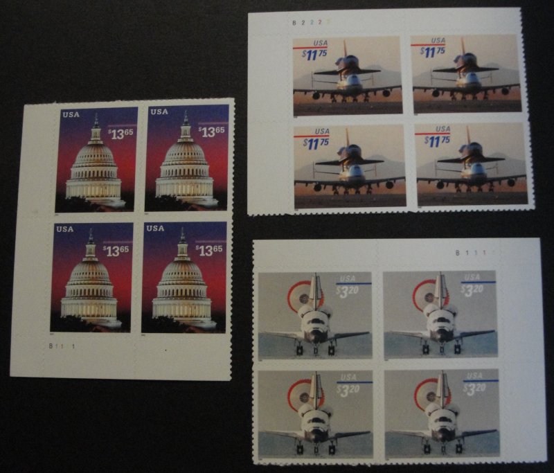 US High Value Priority Mail Plate Blocks All MNH