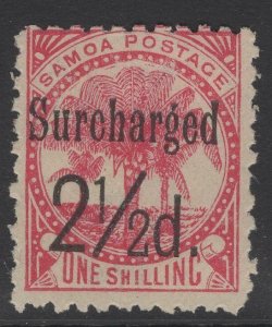 SAMOA SG86 1898 2½d on 1/= DULL ROSE-CARMINE MTD MINT 