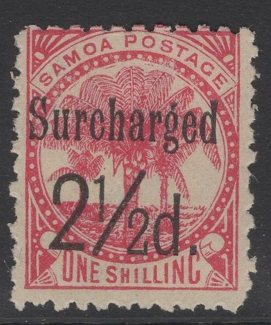 SAMOA SG86 1898 2½d on 1/= DULL ROSE-CARMINE MTD MINT 