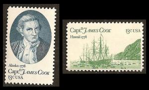 US 1732 1733 Captain James Cook 13c set MNH 1978