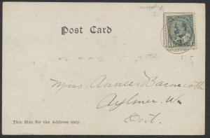 1909 RPO Postmark Bridgeburg & Goderich RPO/. E OC 4 05 On PC