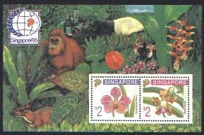SINGAPORE Sc#717B 1995 Singapore '95 Orchid Series VI MNH
