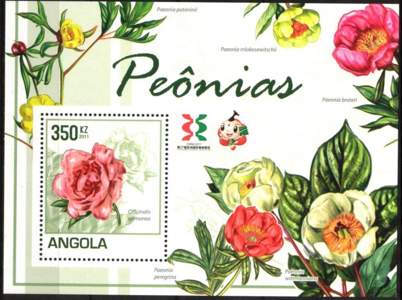 Angola 2011 Flowers Peonies S/S MNH