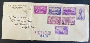 1937 New York USA Commercial Registered Cover Zero Cancel Christmas Seal