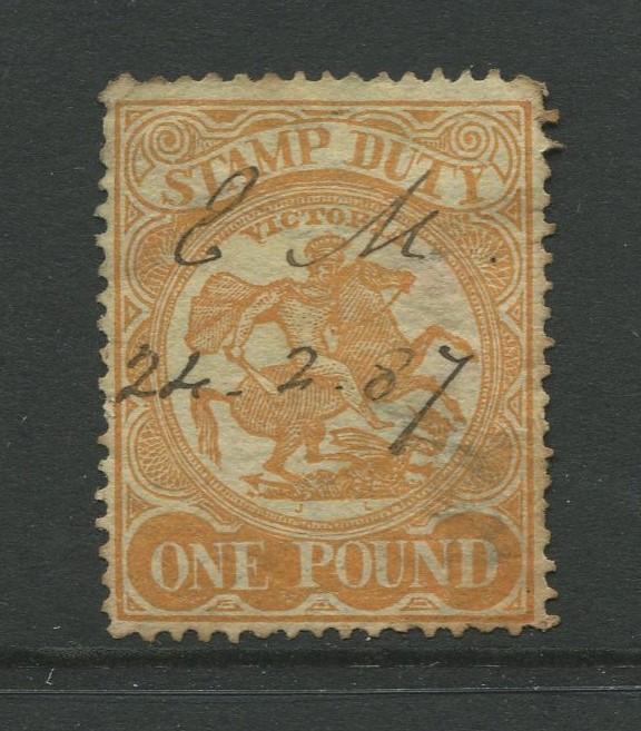 STAMP STATION PERTH: Australia Victoria #? Used 1879? Single 1 Pound Stamp