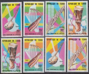 CHAD Sc # 531-8 CPL MNH SET of 8  DIFF MUSICAL INSTRUMENTS - EUROPEAN MUSIC YEAR