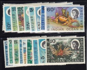 Br Ind. Ocean Terr Scott # 16 - 33 set VF OG LH nice color cv $ 77 ! see pic !