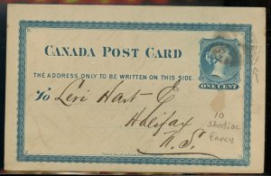 ?Shediac, N.B. FANCY Cancel 1880 on stationery card Canada