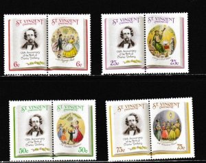 St. Vincent # 1061-1064, 1065, Christmas Carol By Dickens Set, Mint NH, 1/2 Cat.