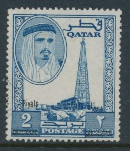 QATAR 1966 - 2 RIYAL ON 2 RUPEE Blue SG 149 Sc 108H Overprint Mint