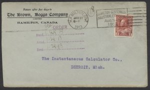1913 Hamilton ONT Industrial Exposition Slogan on Brown Boggs Co CC Cover