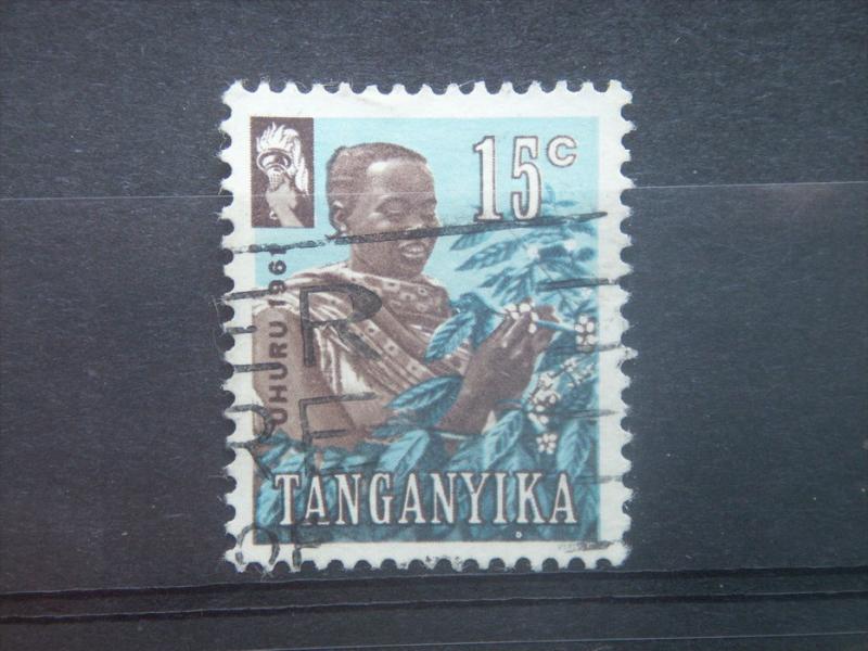 TANGANYIKA, 1961, used 15c, Coffee picker.. Scott 47