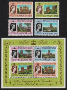 St. Vincent 25th Anniversary of Coronation 4v+MS 1978 MNH SG#556-MS560