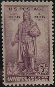 Scott #777 1936 3¢ Rhode Island Tercentenary MNH OG