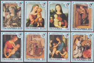 GAMBIA Sc# 1034-41 CPL MNH SET 0f 8 RELIGIOUS PAINTINGS - for CHRISTMAS 1990