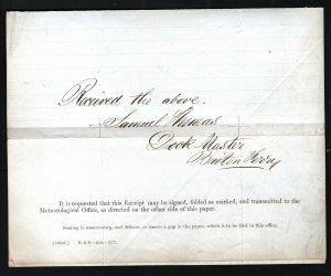 GB WALES *Briton Ferry* Meteorological Office REPLY Letter 1872 BAROMETER AD330 